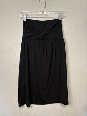 Merona Black Convertible Twist Front Strapless Midi Dress Skirt Small